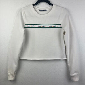 Abercrombie & Fitch Sweatshirt Womens Sz S Spell Out Logo Cropped Pullover White